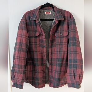 Wrangler Red and Gray Plaid Shirt Jacket